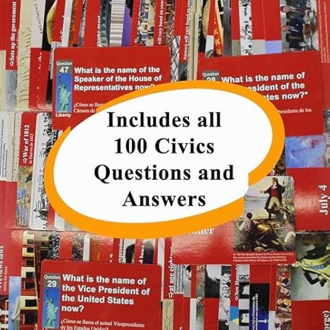 US Citizenship Flash Cards – 100 Bilingual Q&A for Naturalization Test