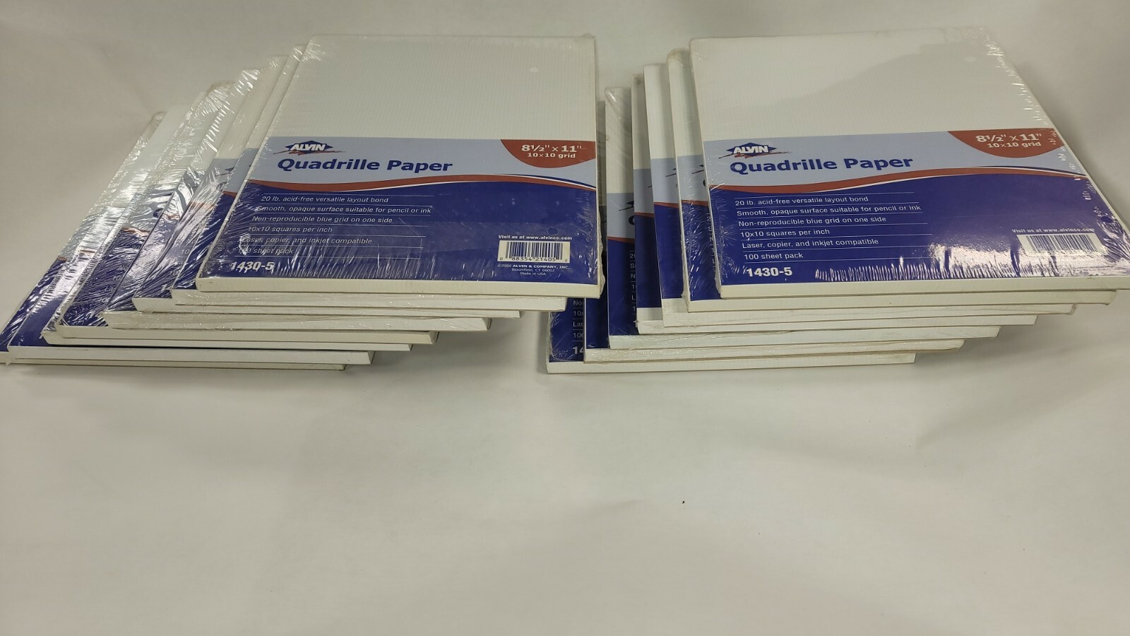 15 packs Alvin, Quadrille Paper, Graph/Drafting, 10×10 Grid, 8.5×11 Inches -100