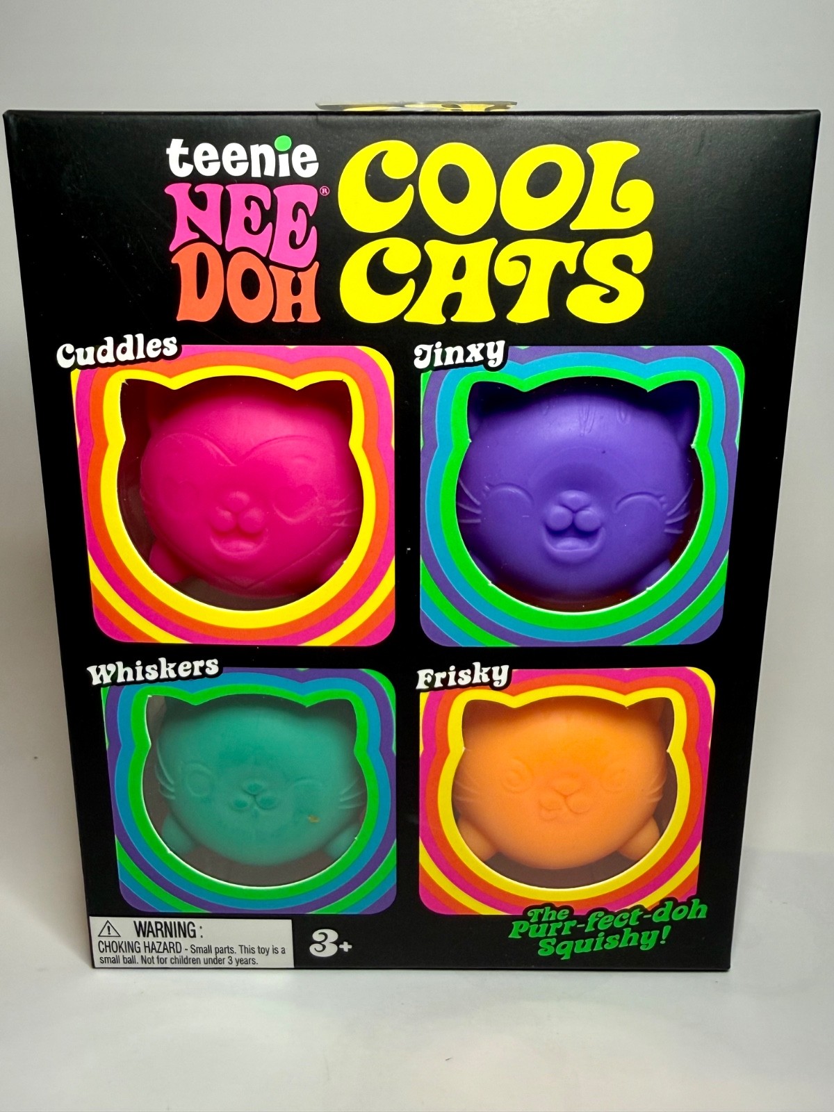 Authentic NeeDoh Teenie Cool Cats 🐱 4-Pack Viral Squishy Fidget Toys RARE!