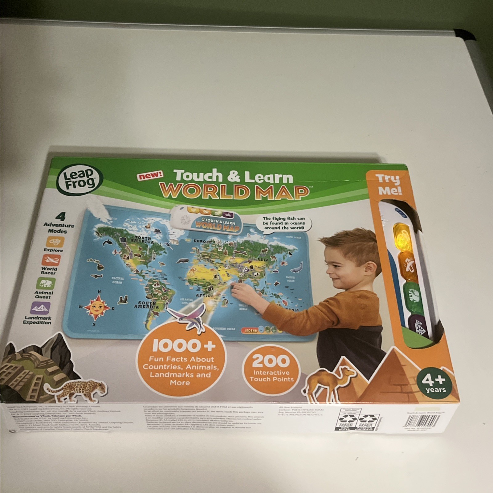 LeapFrog Touch & Learn World Map Featuring Animals & Landmarks Explore. Ages 4+