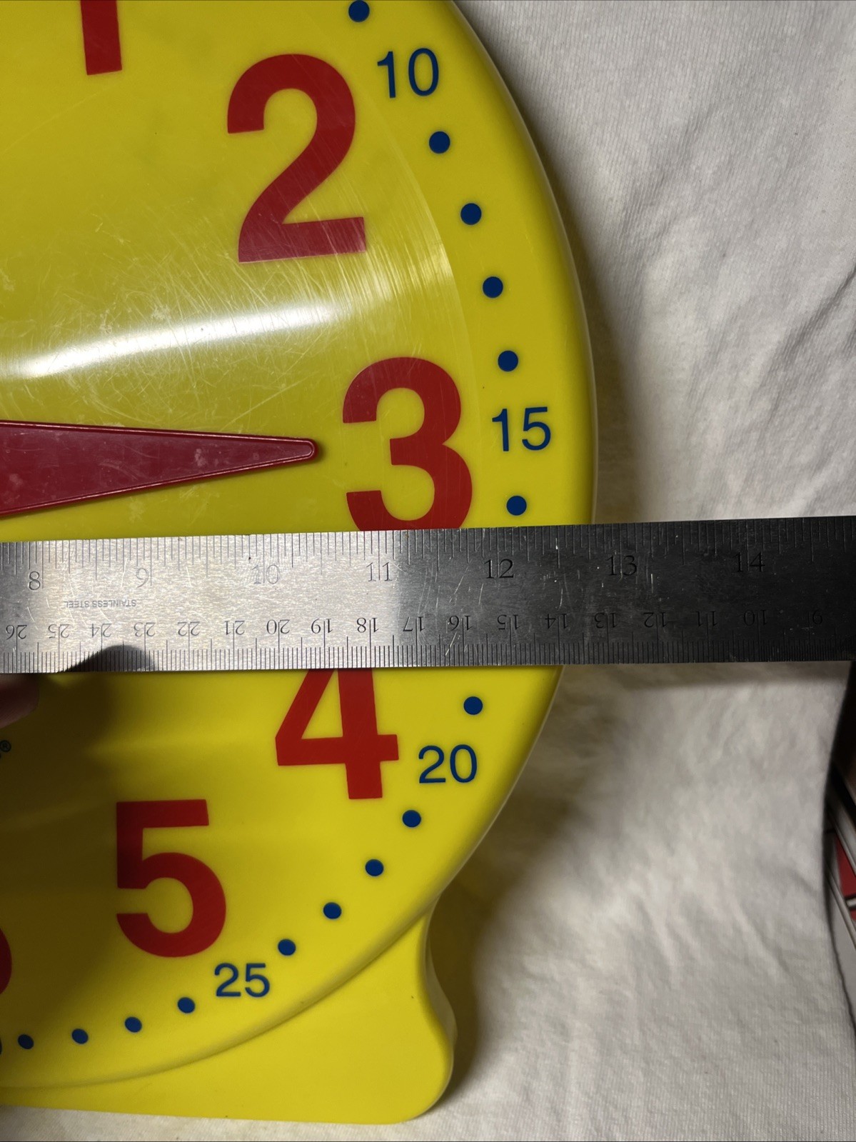 Vintage Large Learning Resources Yellow Learning Clock Size 12 3/4”