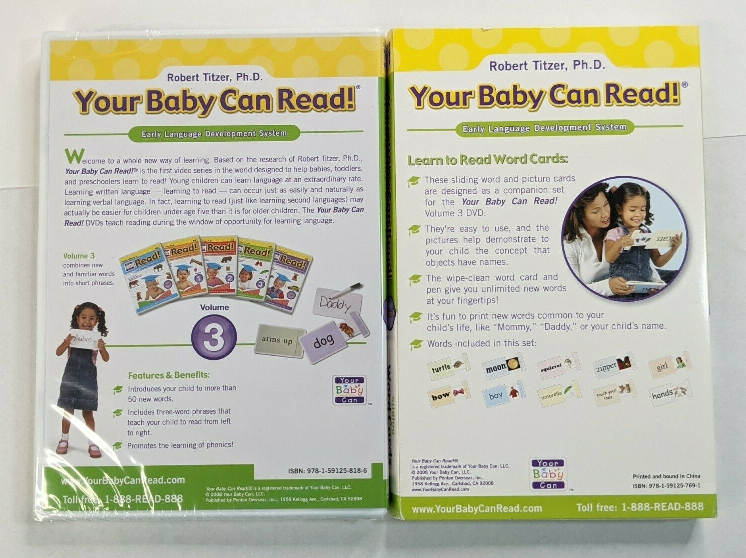 Your Baby Can Read Volume 3 DVD and Word Cards, Early Development System