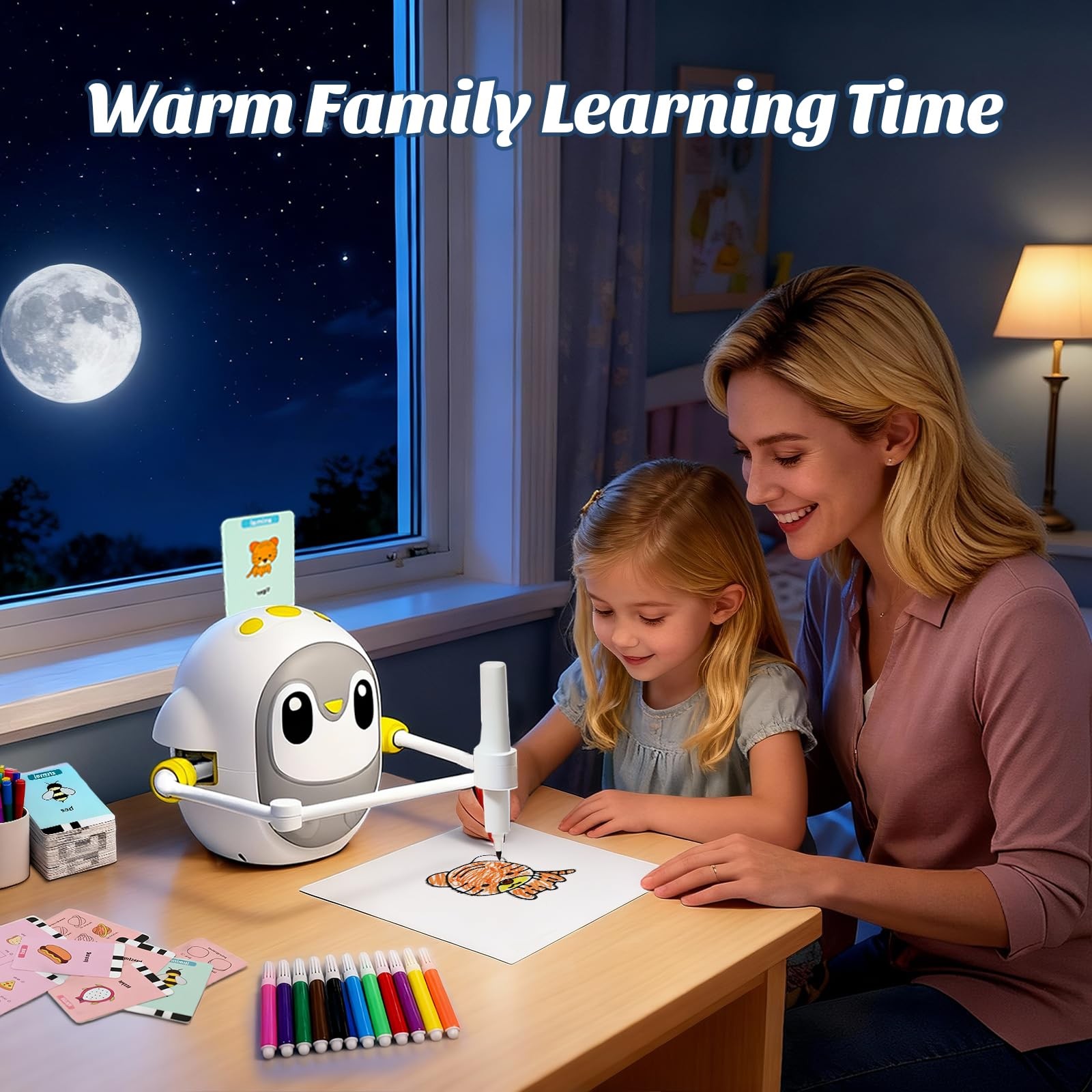 GMYGBY Drawing Robot for Kids, 7.17 x 6.1 x 0.1 inches, White, Black, Orange