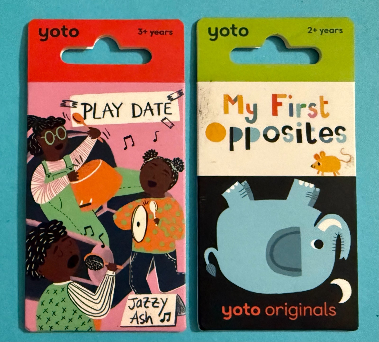 Lot (2) Yoto Jazzy Ash Play Date Music Card & My First Opposites Activity Card