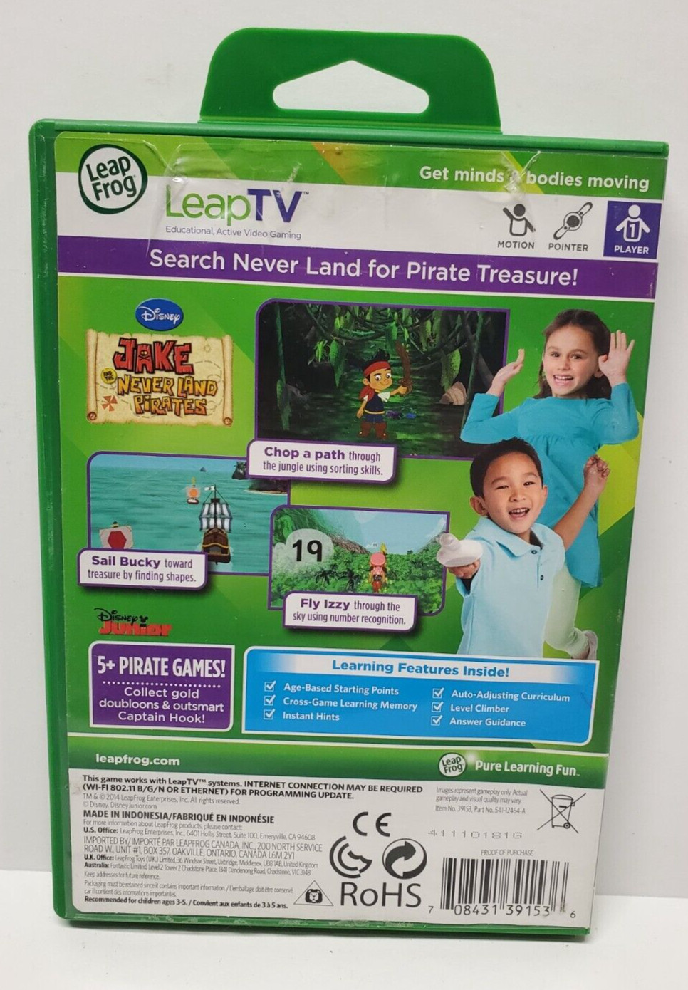 Leap Frog Learning Library Leap TV Jake And The Never Land Pirates Video Gaming