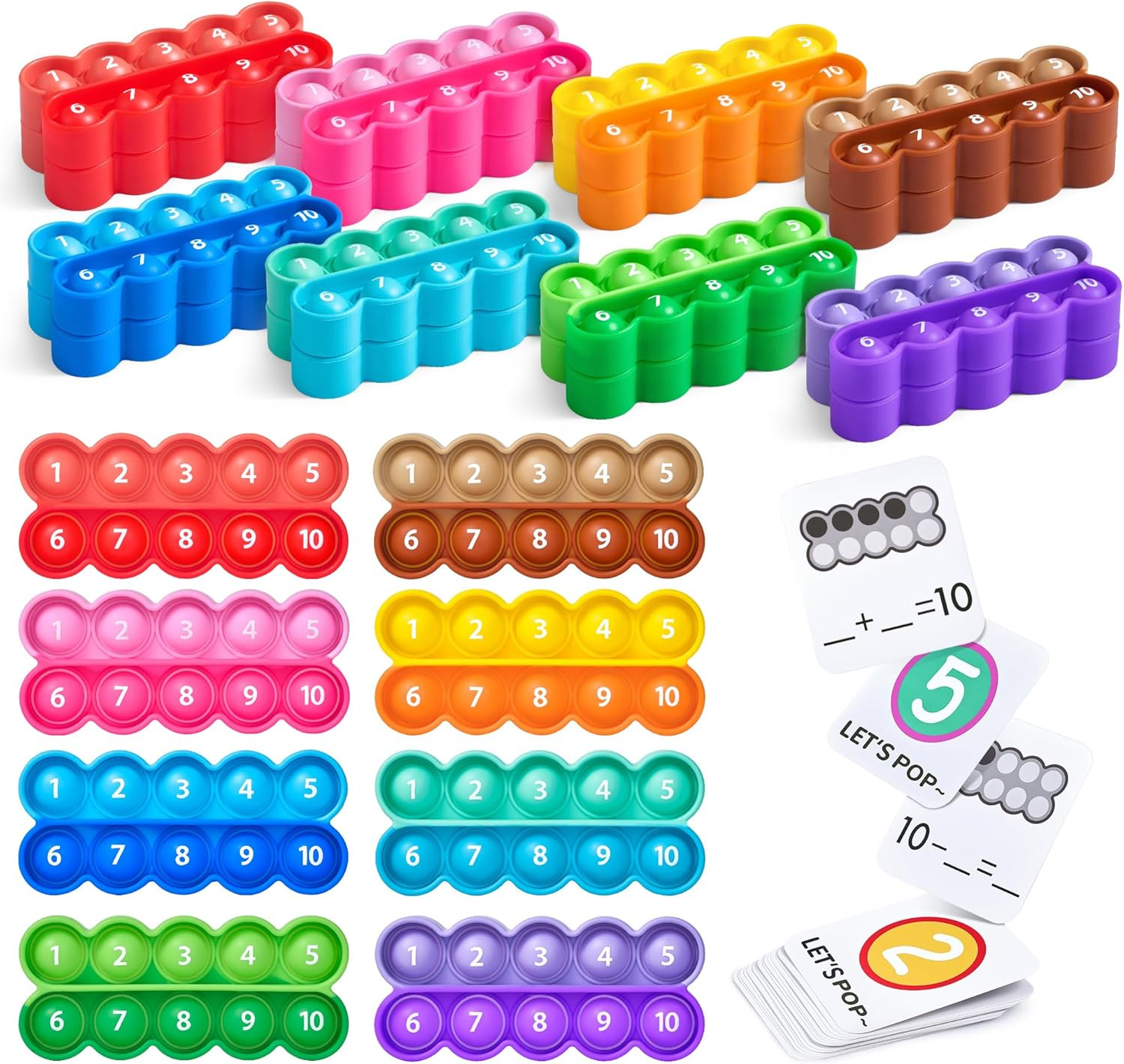 Joycat Ten-Frame Math Learning Tools for Elementary-24 Ten Frames and 20 Task Ca