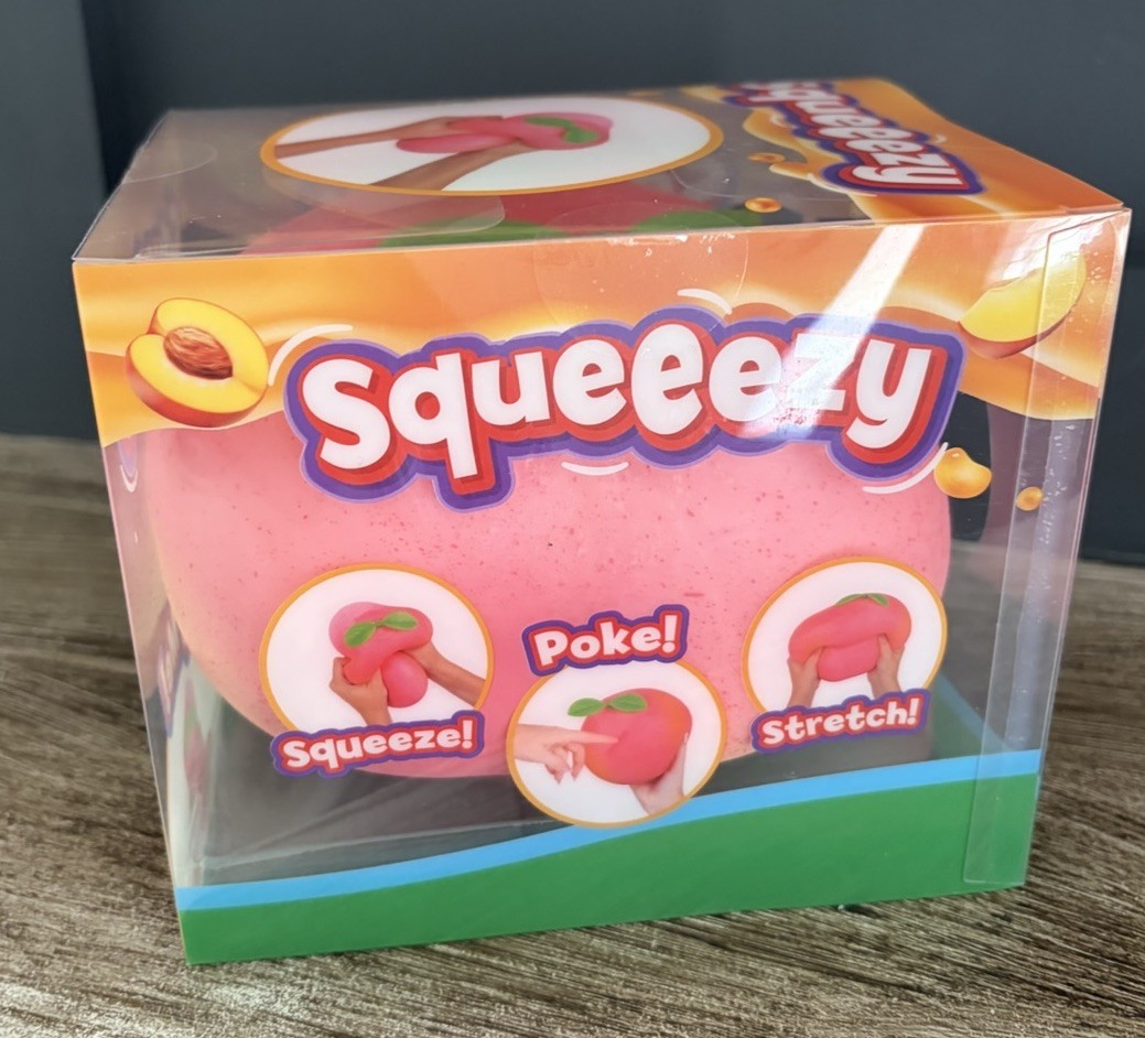 Squeeezy Peach Tactile Squeeze Toy Pink/Green Ages 3-5 Years