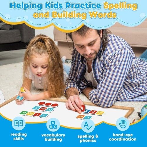 Phonics Magnetic Letter Tiles,Spelling Reading Games Manipulative Multi Color