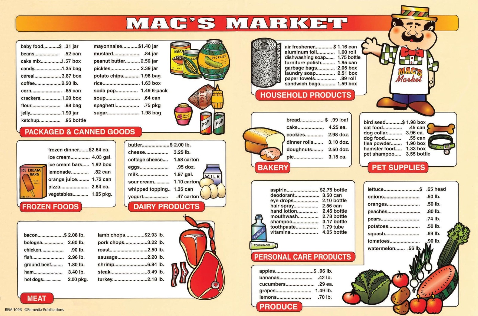 Remedia Publications Real Life Math Series Market Math Workbook For Grades 3-6