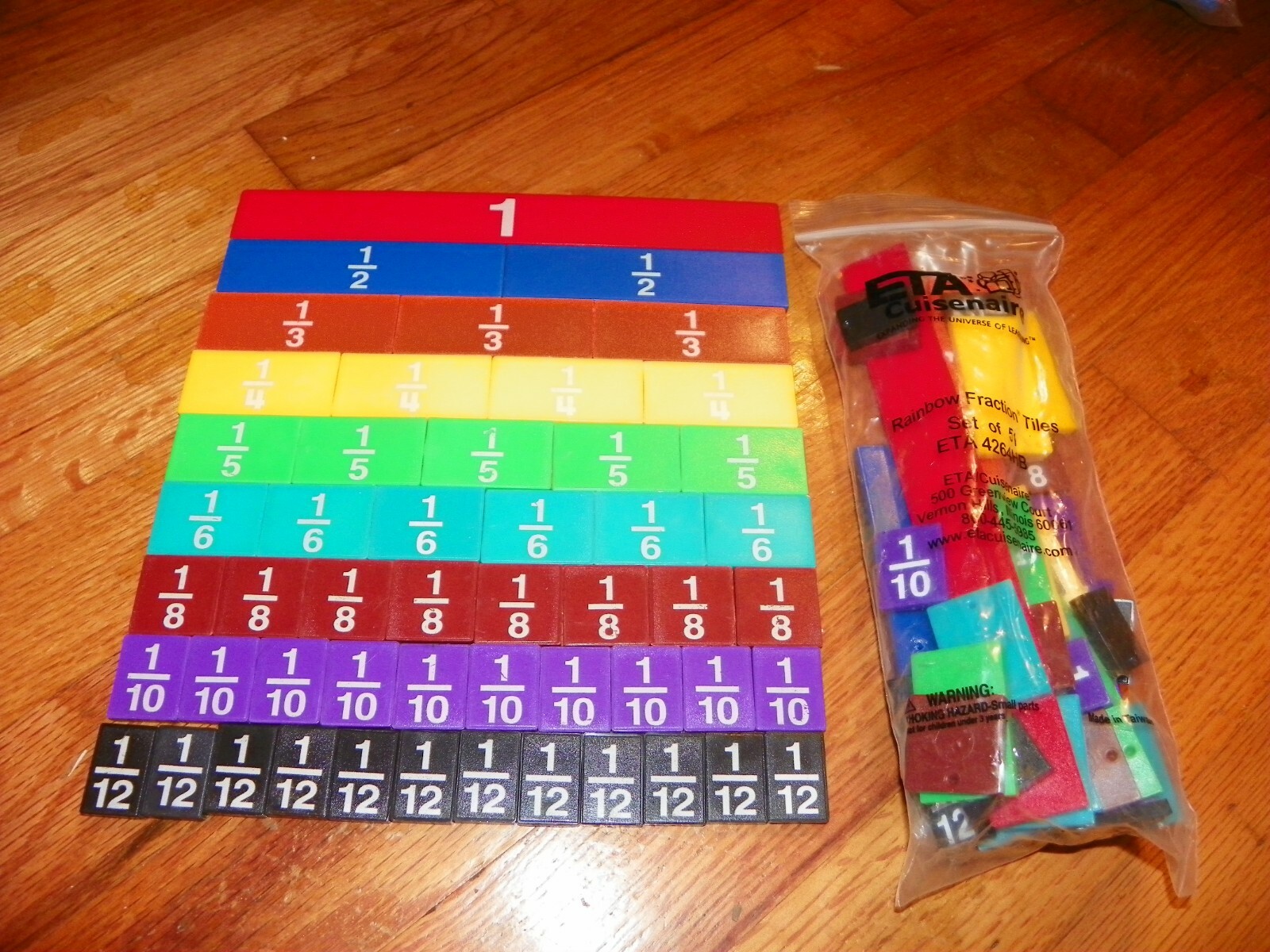 ETA Cuisenaire Rainbow Fraction Tiles Set of 51 4264HB School Student