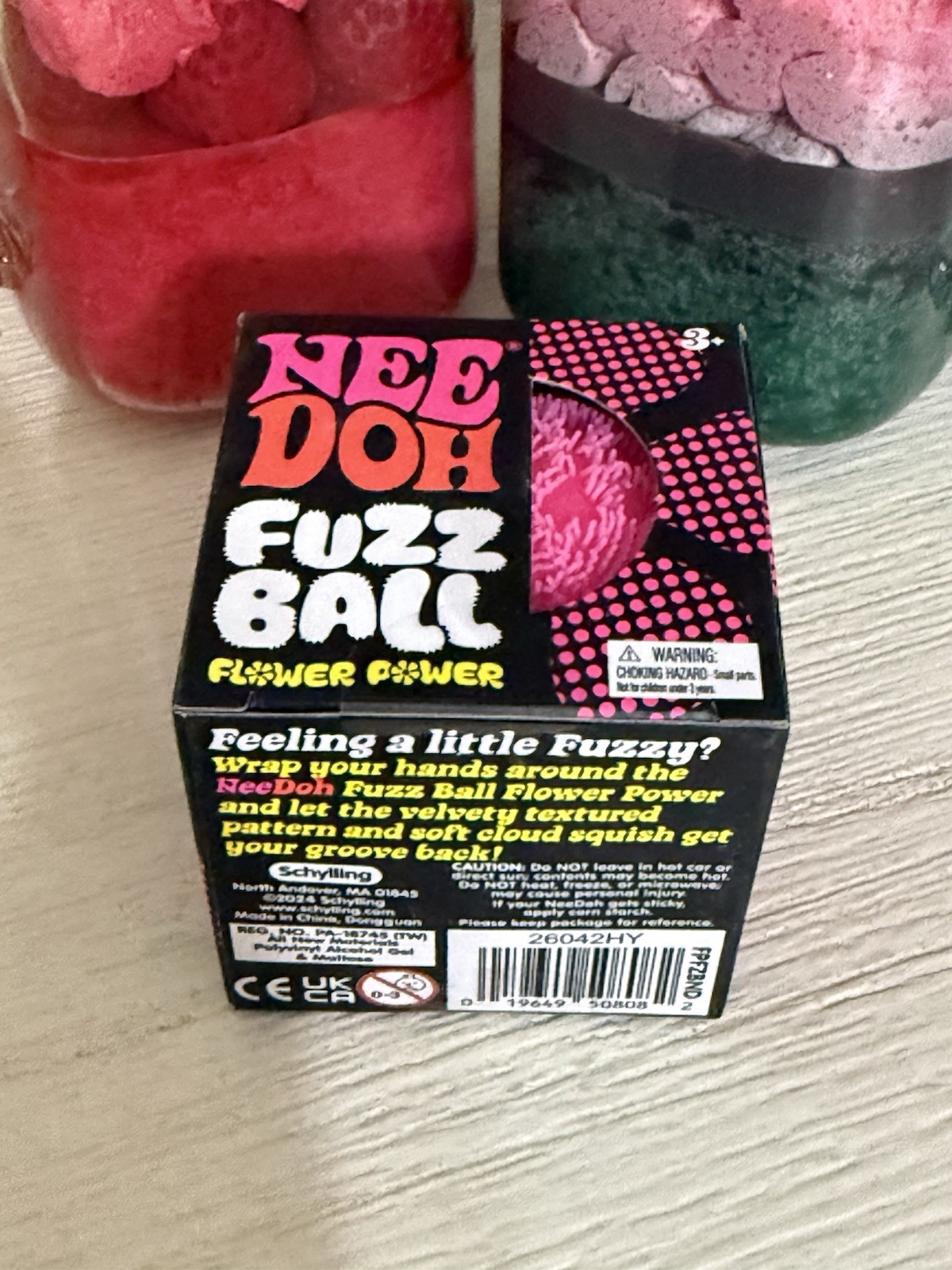 Pink Needoh FUZZ BALL Flower Power Nee Doh Squishy NEE-DOH Fuzzball AUTHENTIC US