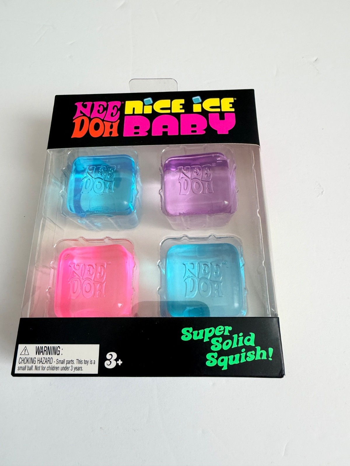 NeeDoh Nice Ice Baby 4 pack, Set of Four Nee Doh Mini Nice Cube Pink Blue Purple