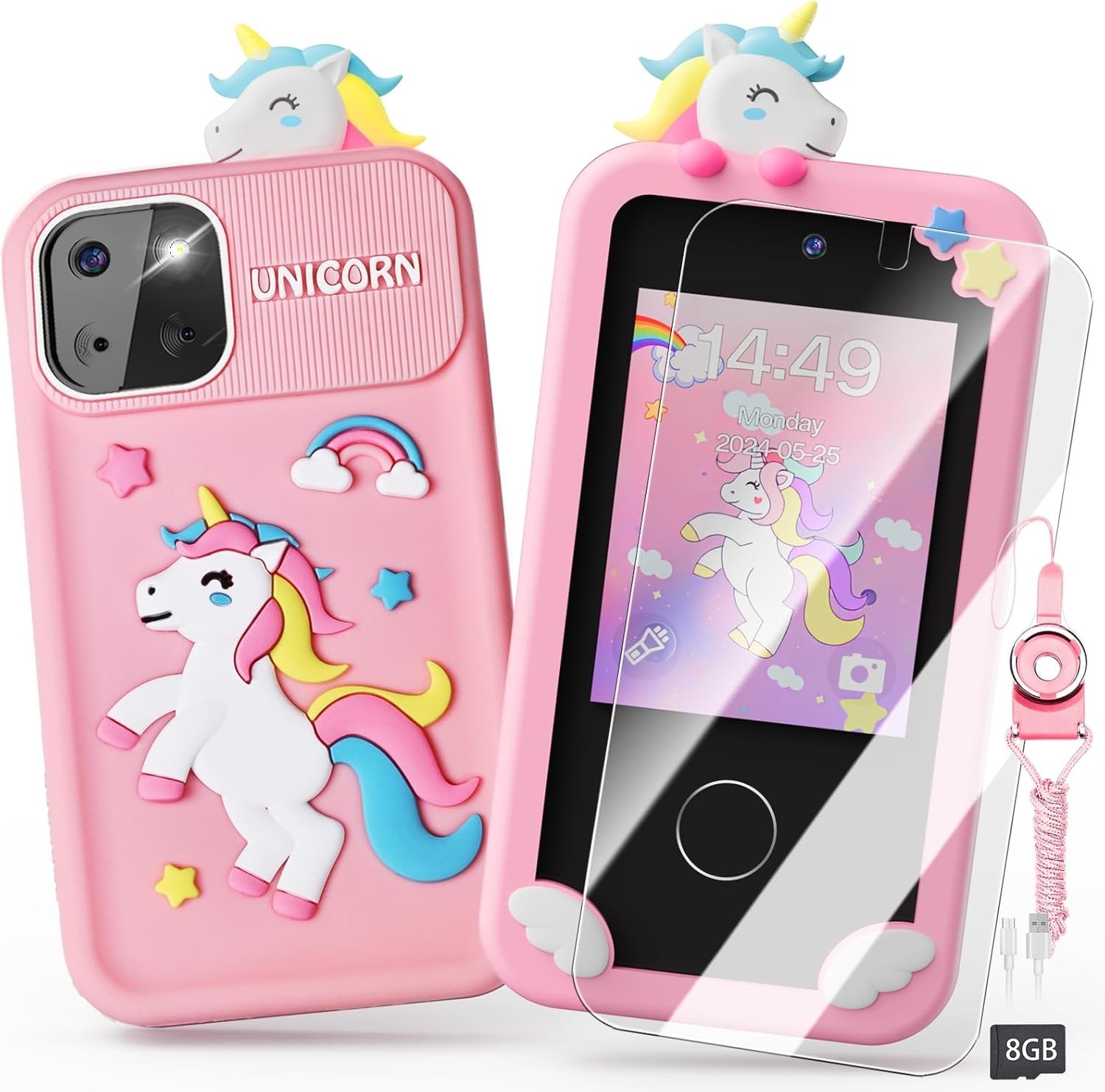 Kids Smart Phone Toy Girls Unicorn Touchscreen Camera Learning Games Gift Ages