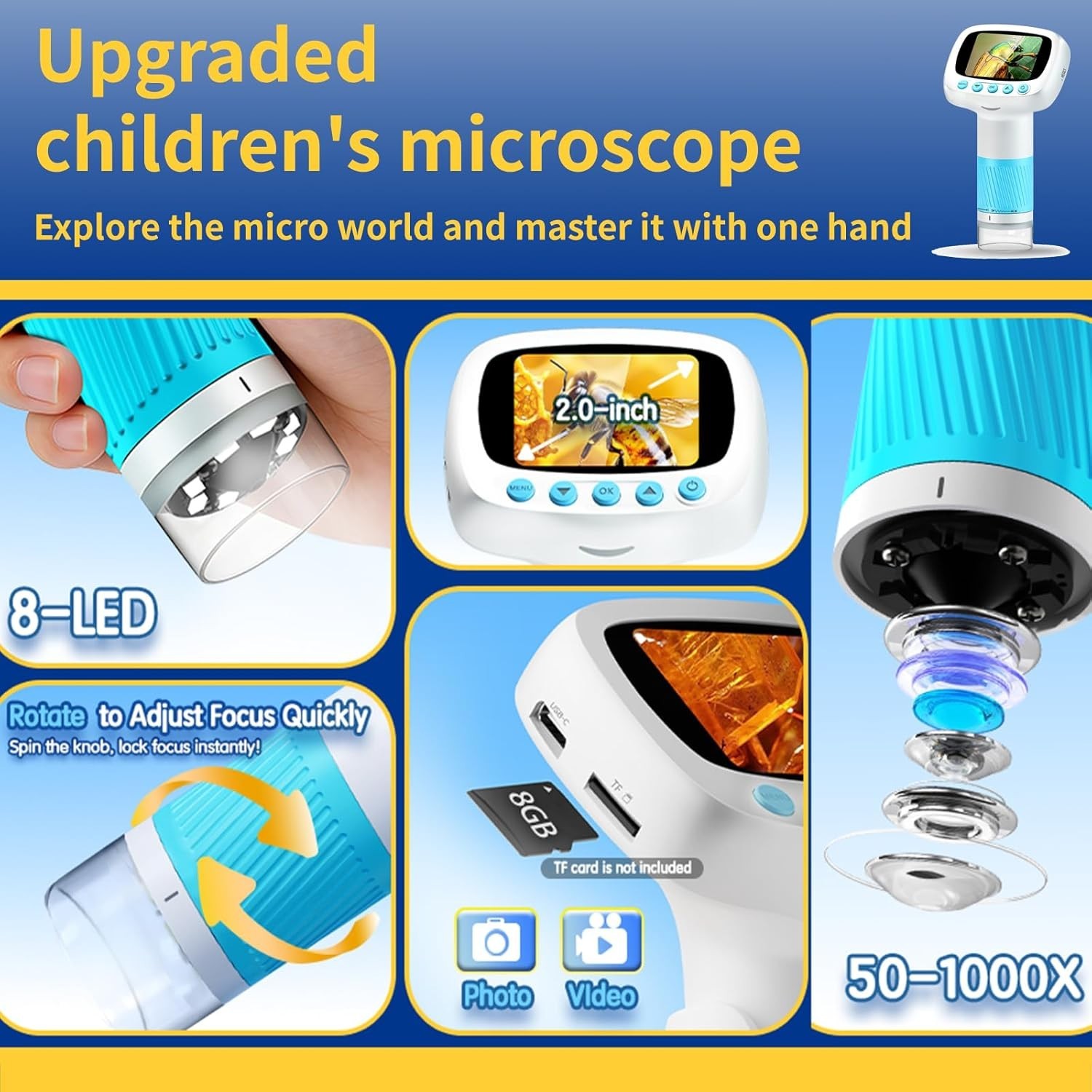 Microscope for Kids & Video Camera, Kid Science Toys，Handheld Digital Microsc…