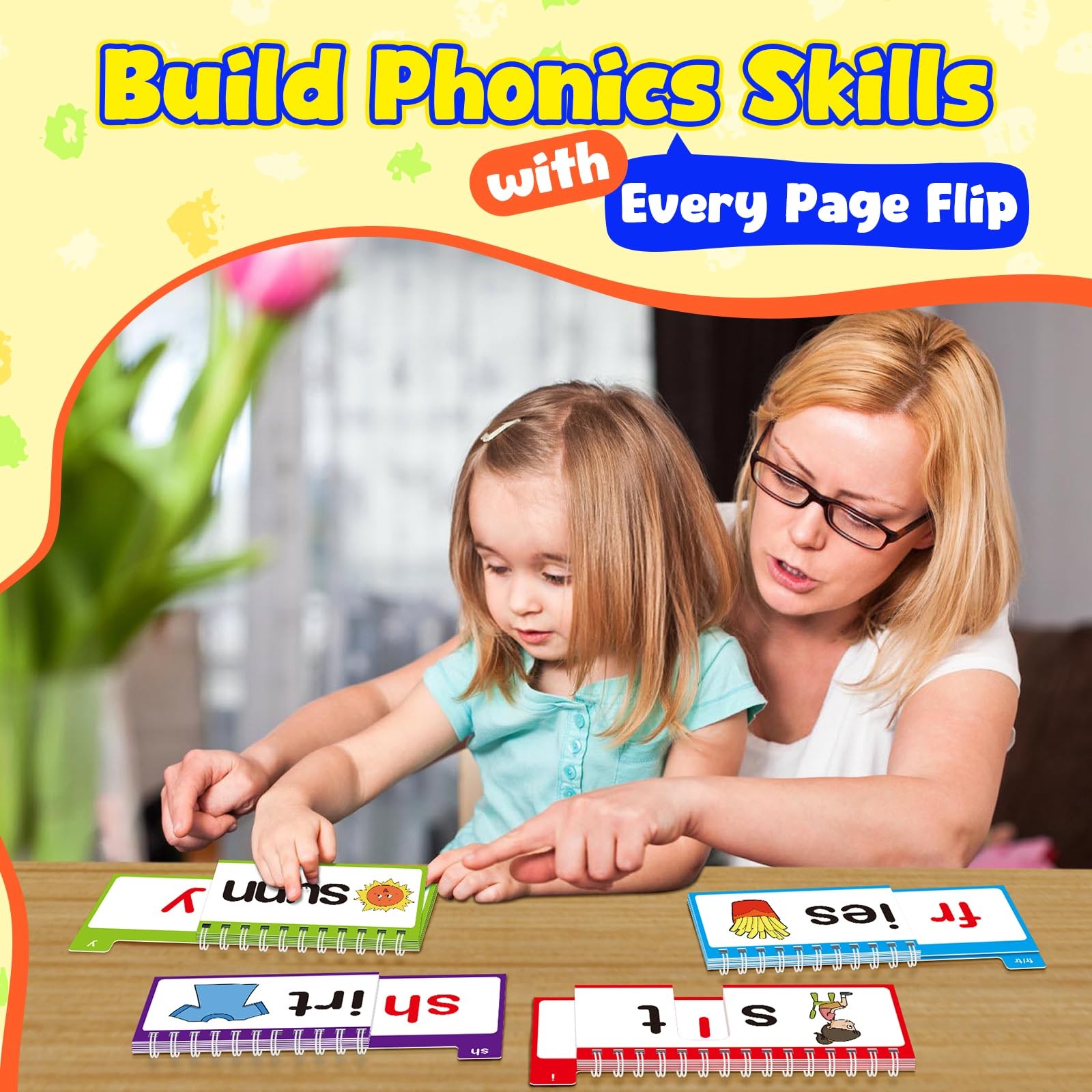 40 Read and Rhyme Flip Books,Phonics Word Family Build Book Learn to Read Pho…