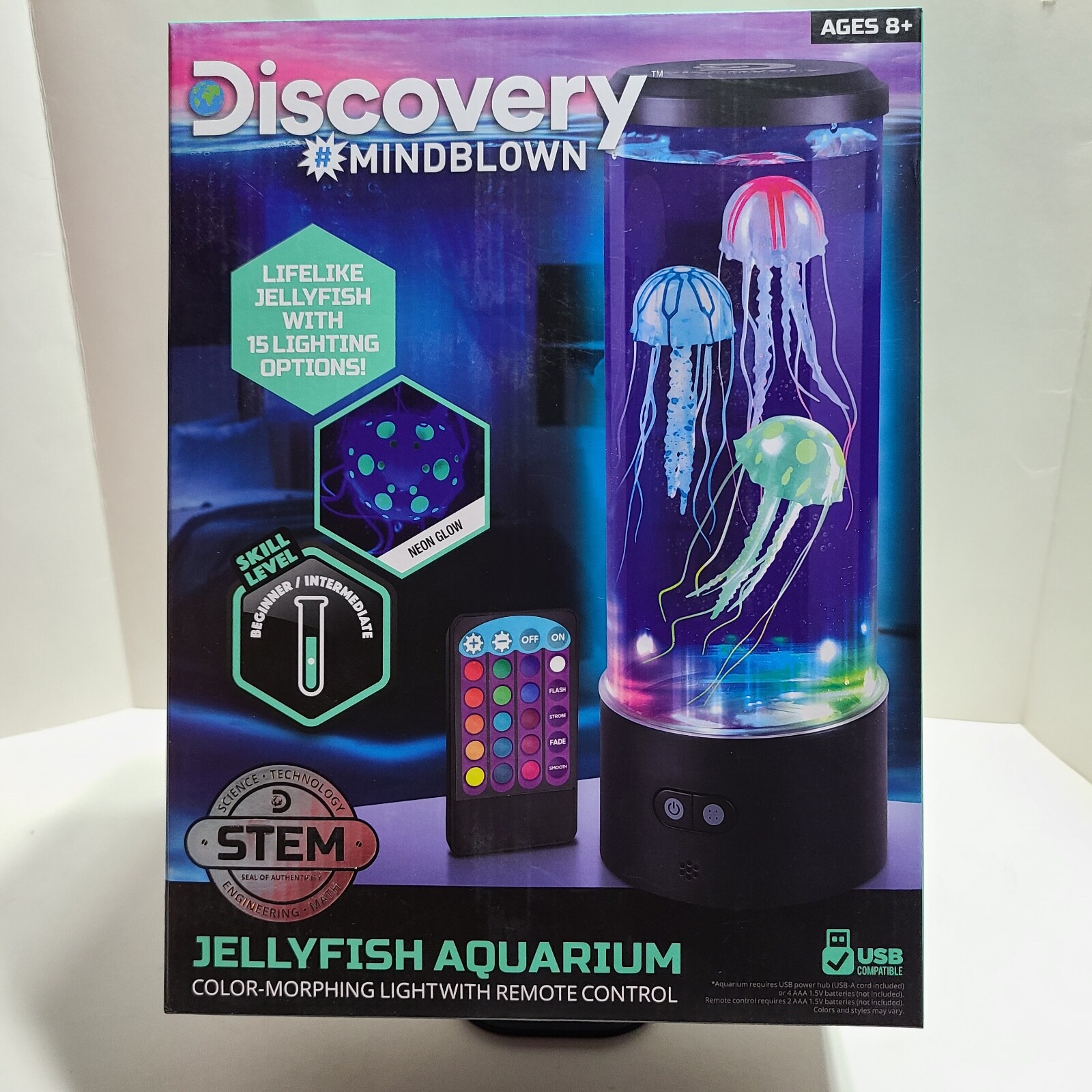Discovery Mindblown • Jellyfish Aquarium w/Color Morphing Light & Remote Control