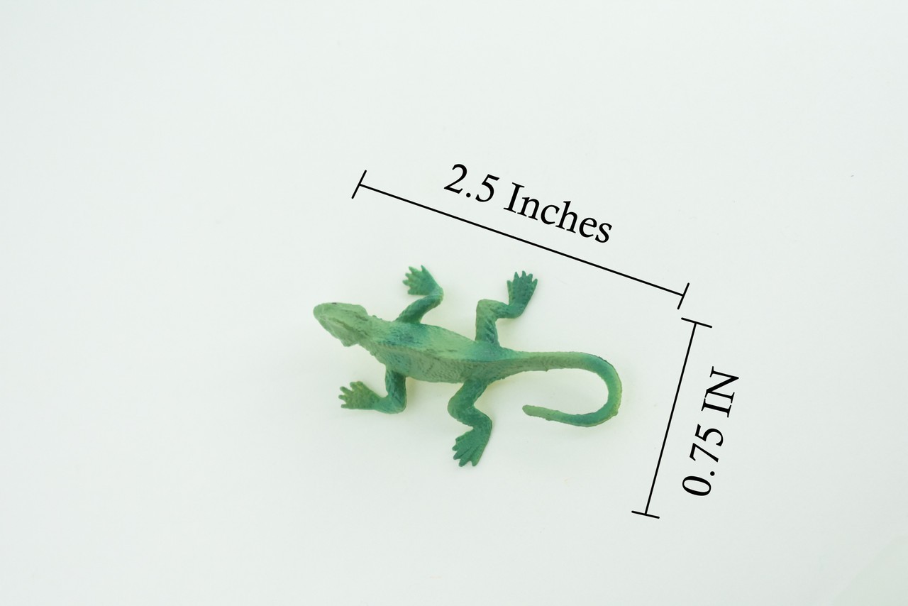 Green Basilisk Lizard Toy, Hand Painted Rubber, Realistic Model 2.5″ WR39 B197