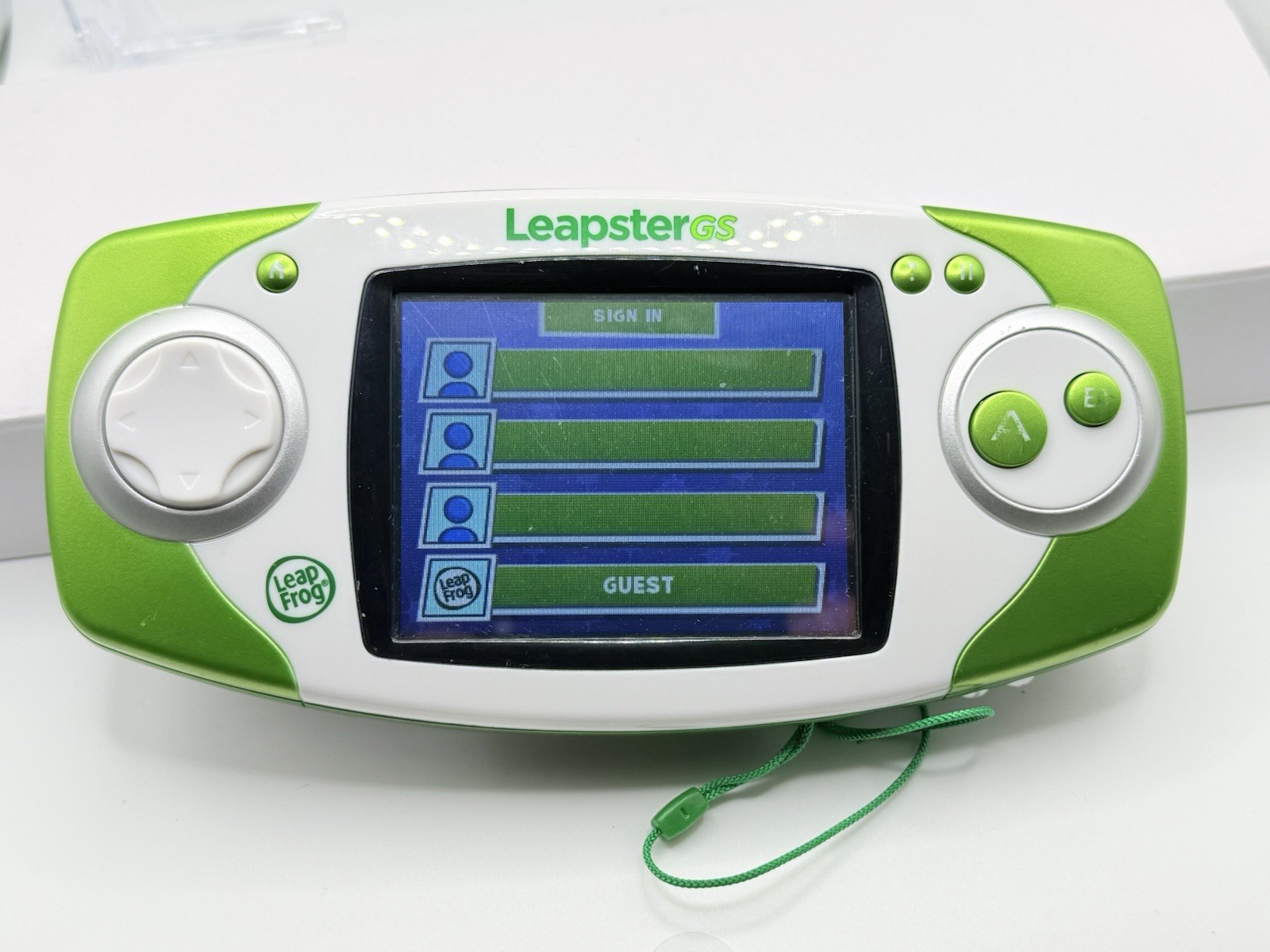 LEAPFROG LEAPSTER GS Green Game Console w/3 Games & Carry Case, Tested & Working
