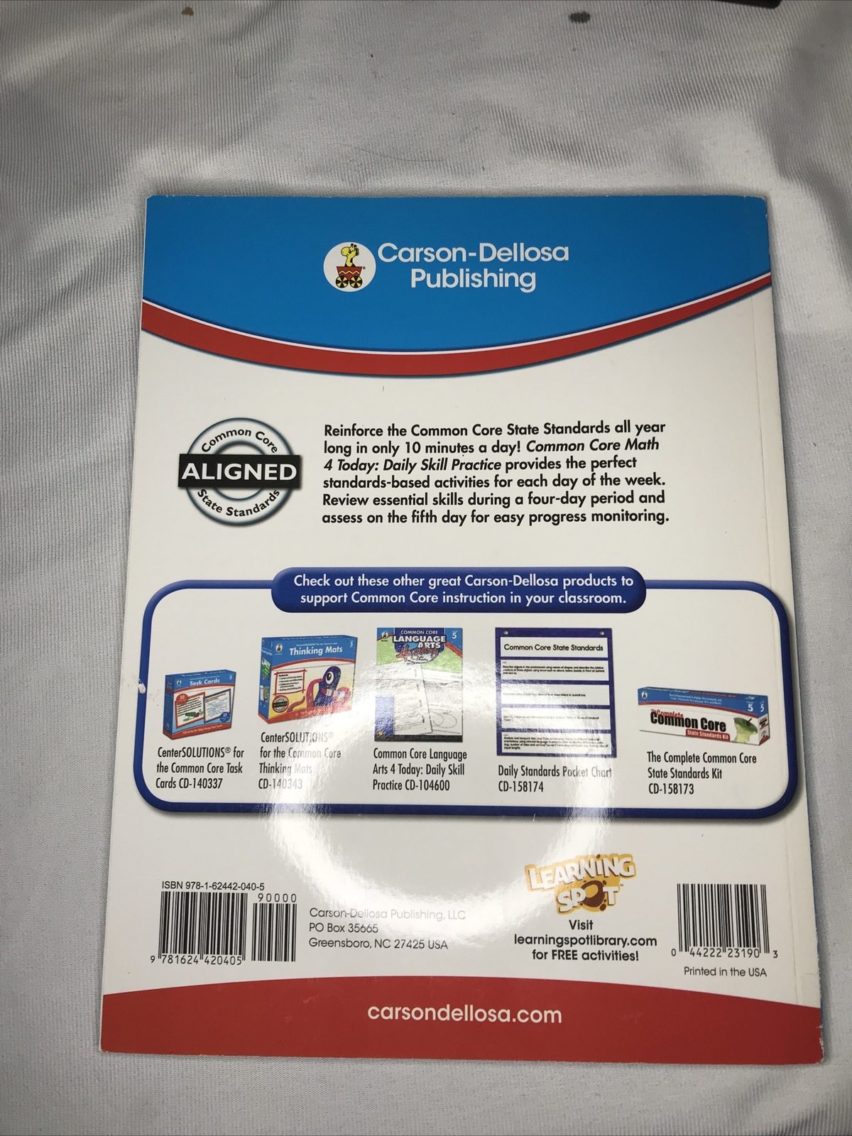 CARSON-DELLOSA Common Core 4 Today Workbook Math Grade 5 96 pages 104594