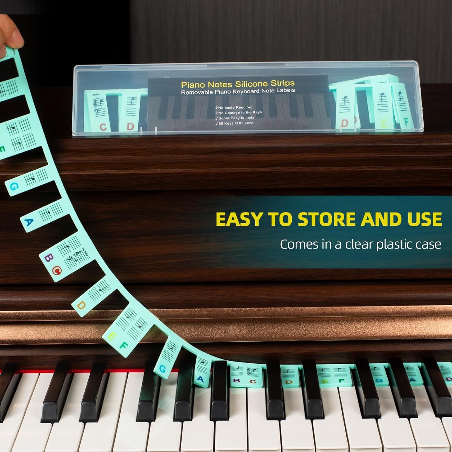 Removable Piano Key Stickers – 88 Key Glow-In-The-Dark Keyboard Labels for Begin
