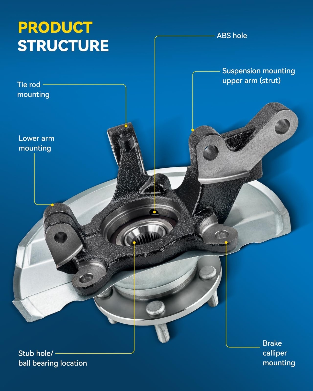 PHILTOP 1PC Front Steering Knuckle & Wheel Bearing Hub Assembly Fit for Mazda…