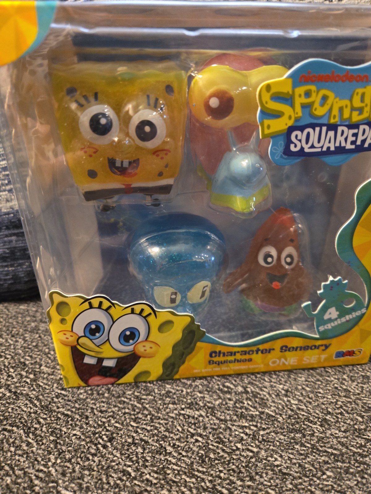 Nicklelodeon SpongeBob SquarePants Character Sensory 4 pack squishies RMS NIB