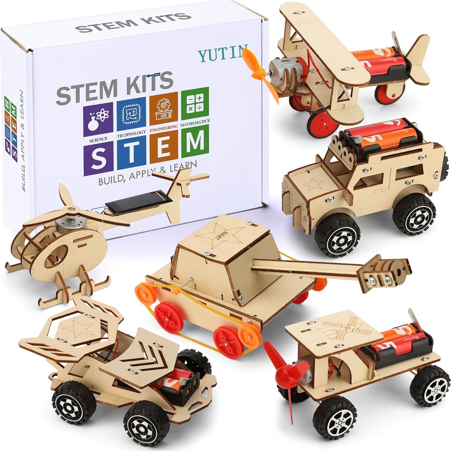 6 in 1 STEM Building Kits for Kids Ages 8-12, Wood Crafts for Boys 8-13 3D Dino
