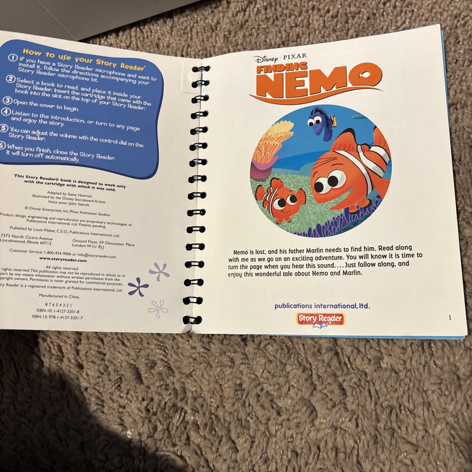 Vintage Disney Story Reader Book ONLY Finding Nemo Pixar
