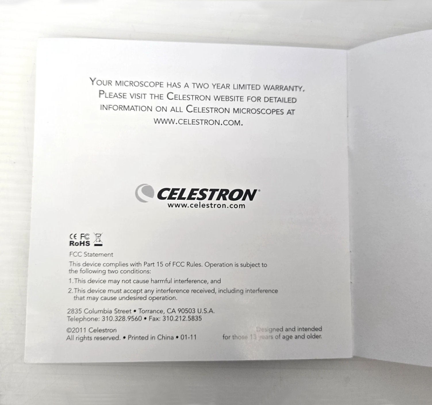 Instruction Manual for Celestron 44302-A Deluxe Handheld Digital Microscope