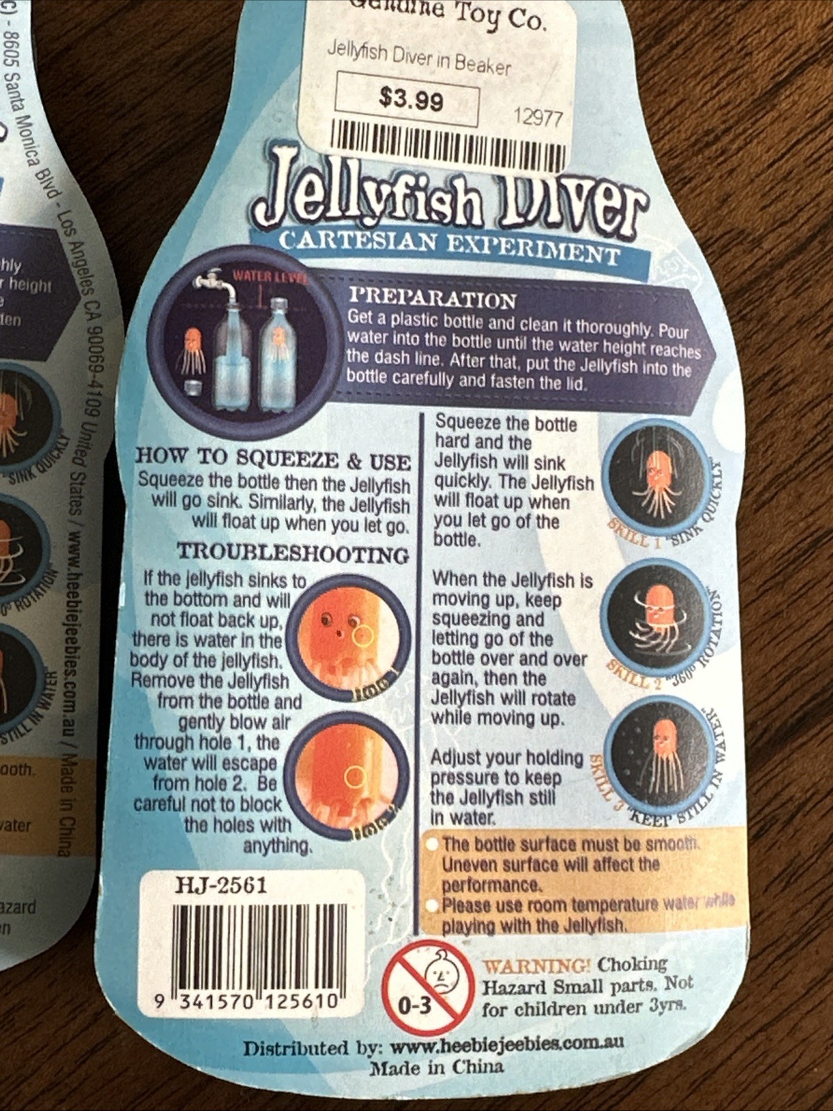 Heebie Jeebies Jellyfish Diver – LOT OF 2! -Buoyancy-Jellyfish Diver- NEW!