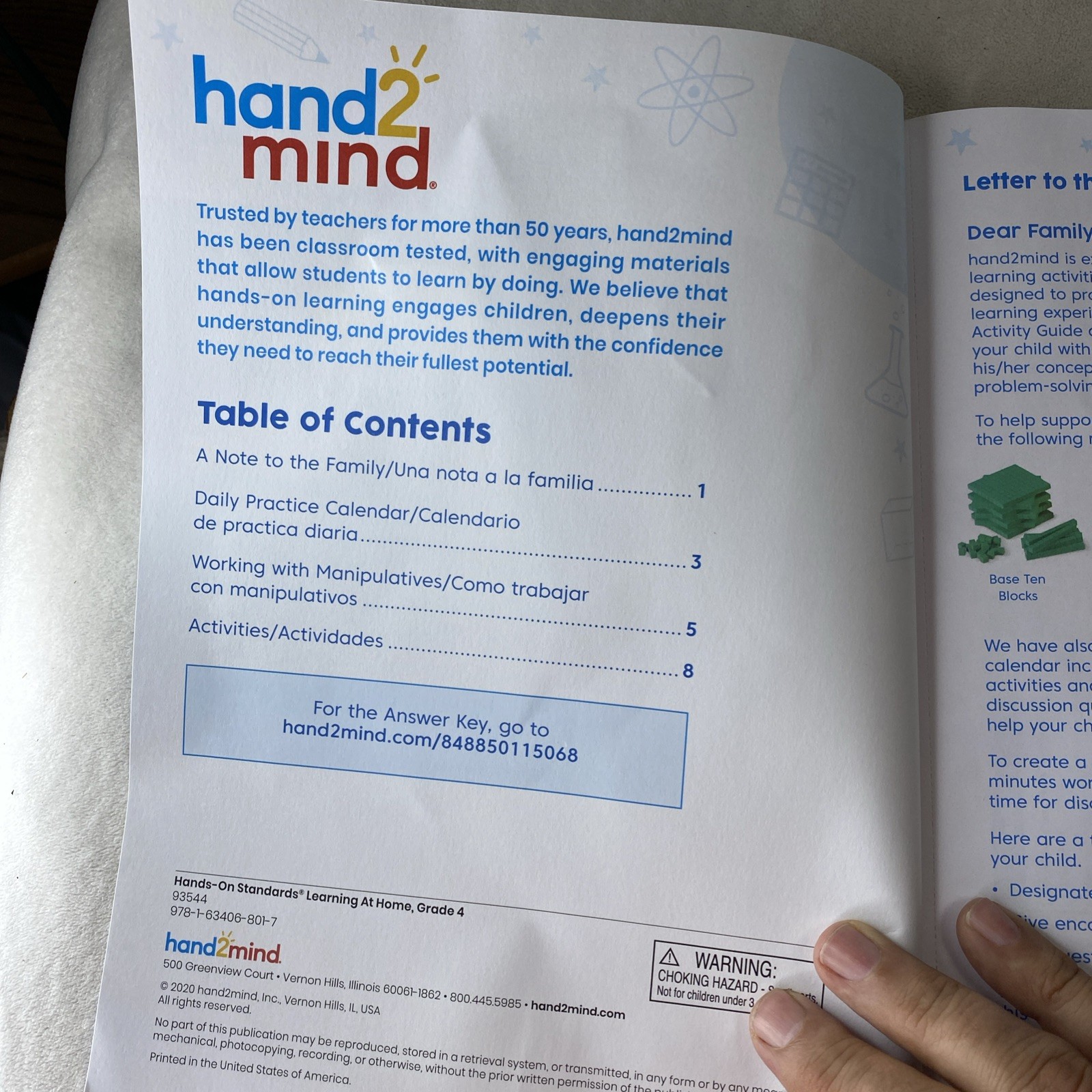 New Hand 2 Mind Grade 4 Hands On Standards Learning At Home Math Kit 93544