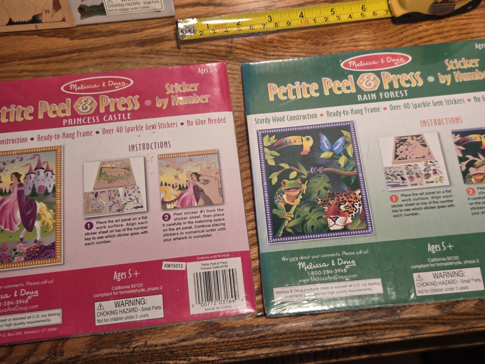 6 NEW Melissa & Doug Petite peel & press sticker Rainforest & Princess