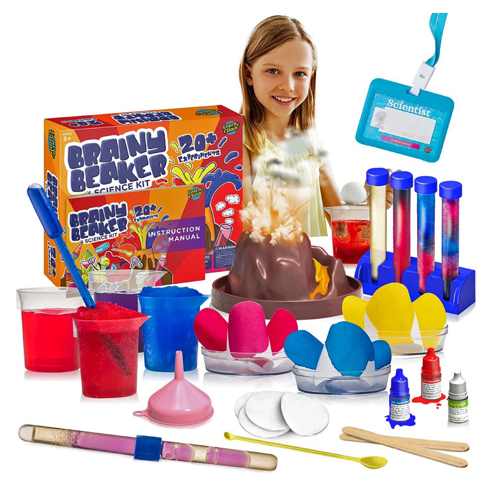 Brainy Beaker Science Kit for Kids 21 Experiments Science Kit Gift Set Age 6-8