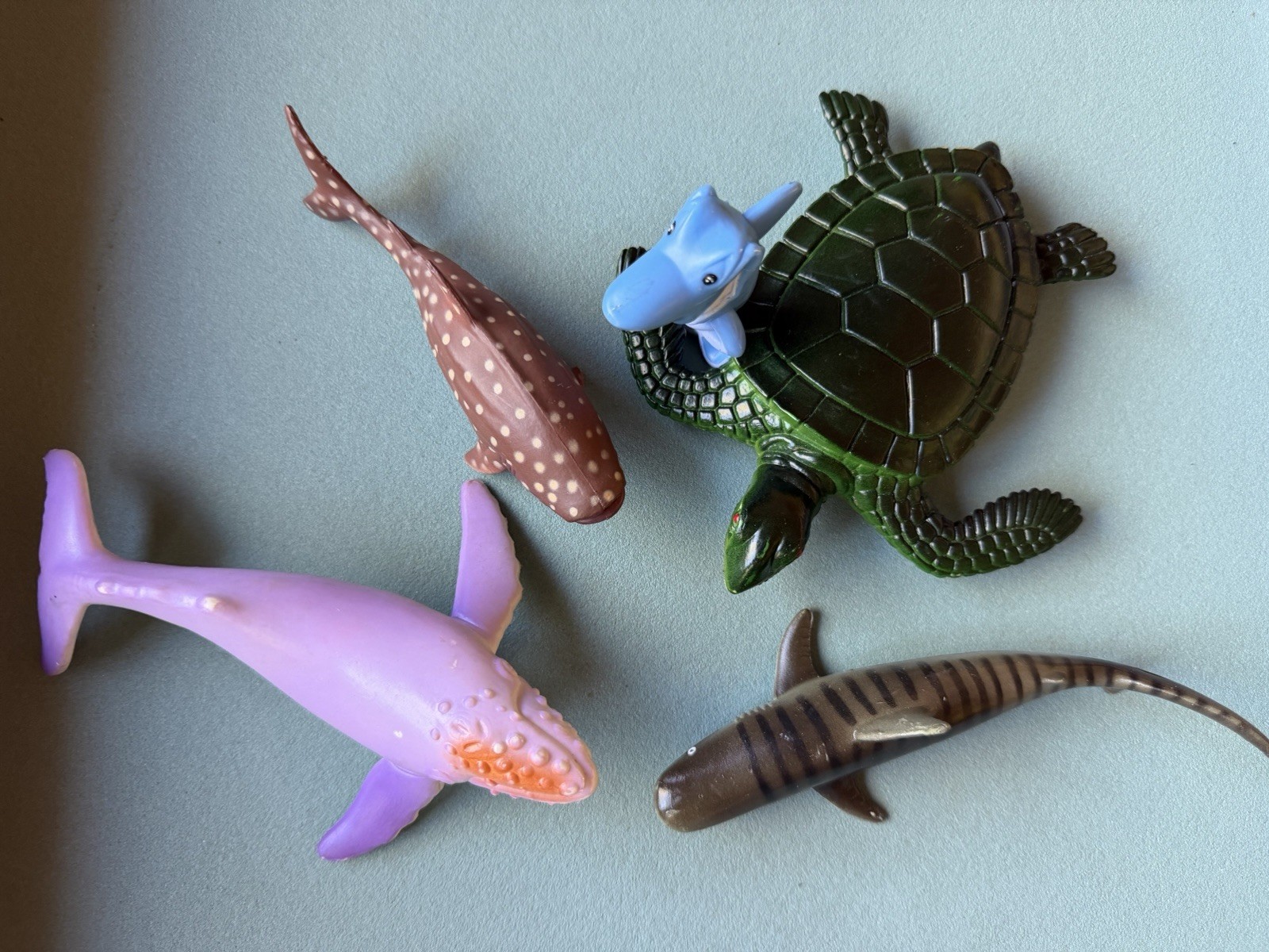 Lot Of 5 Ocean Figure – 1995 Tiger Shark + Turtle + Humpback Whale Sea Toys
