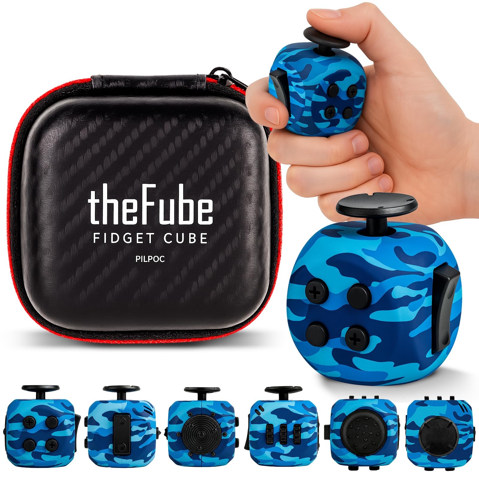PILPOC theFube Fidget Cube, 6-Sided Stress Relief 1 inches, Navy Shadow
