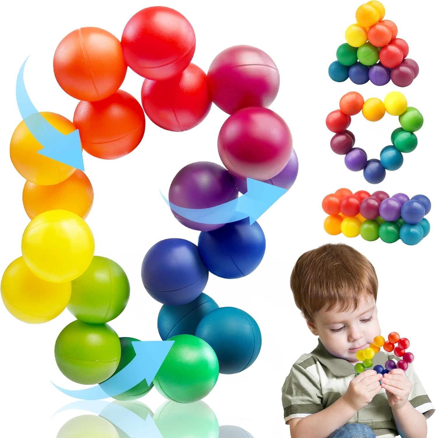 Endless Twisting Fun: Rainbow Sensory Ball for Creative Play & Relaxation