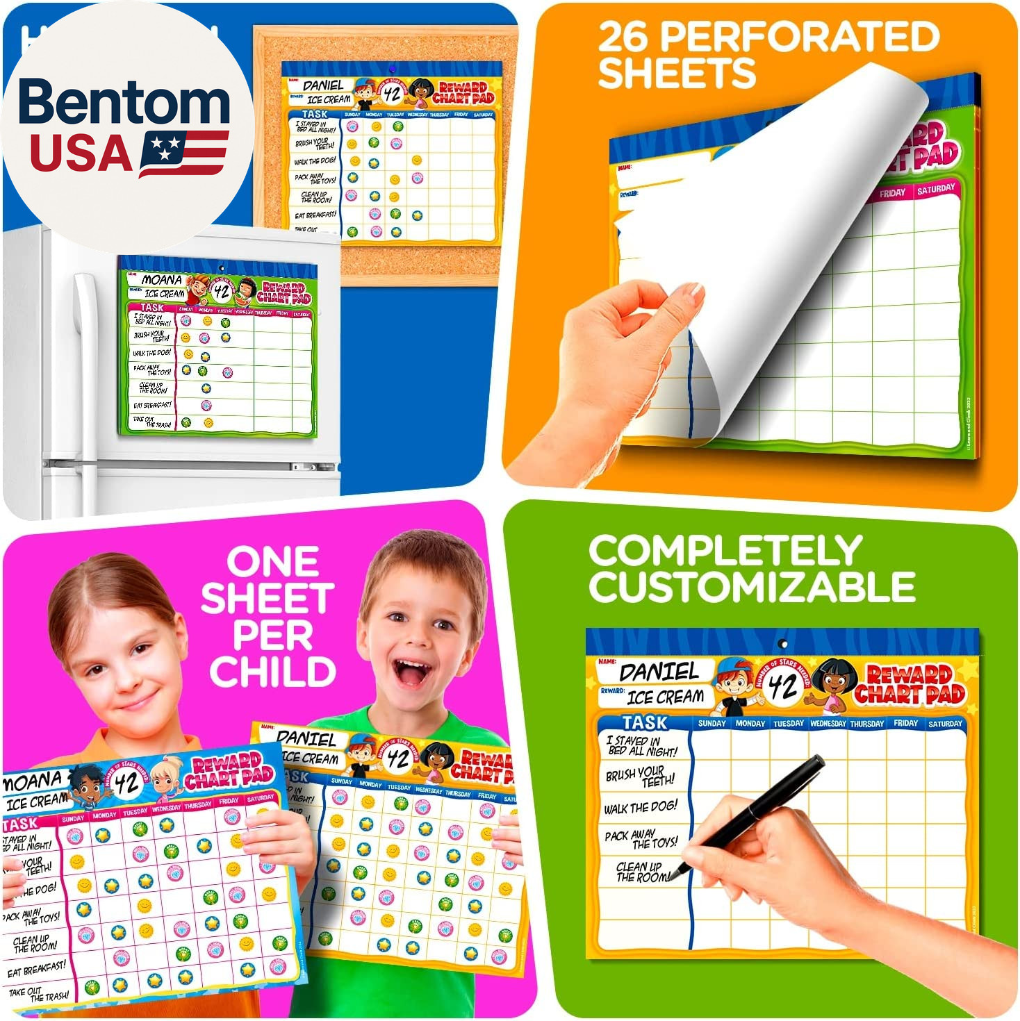 Behavior Reward Chart System – Pad with 26 Chore Charts for Kids, 2800 Stickers