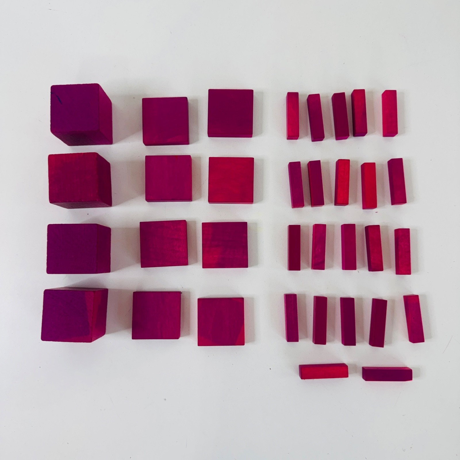 Wooden Math Manipulatives Blocks Set Rods Cubes Flats Homeschool 370+ Pieces