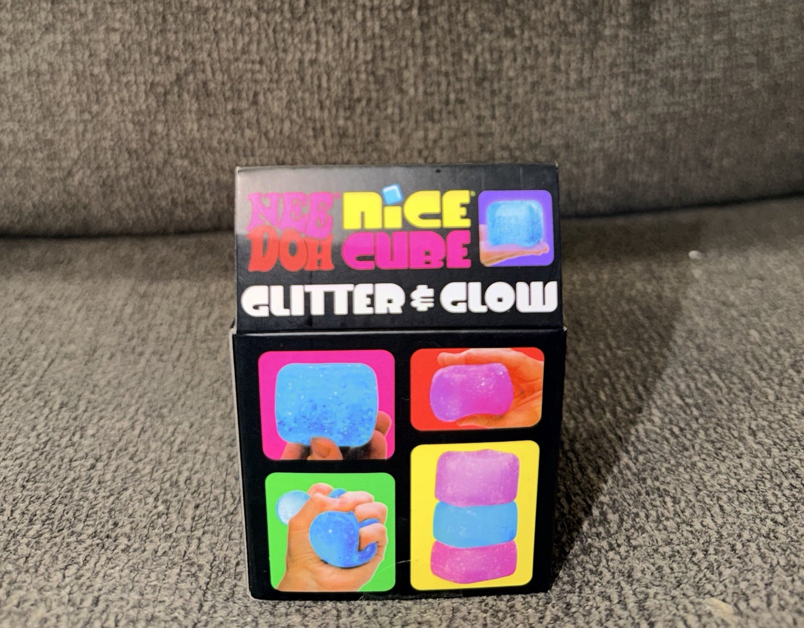 NeeDoh Nice Cube Glitter and Glow, Nee Doh Squishy, Glowing Ice Cube PINK