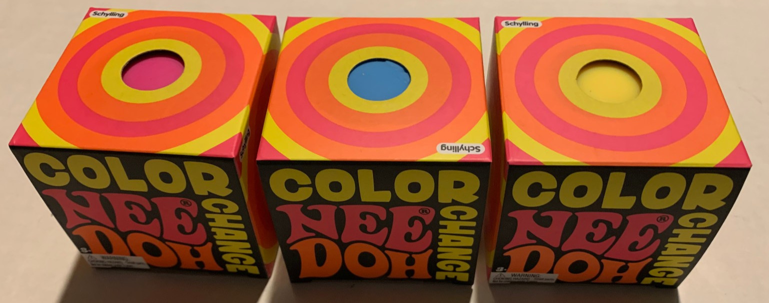 NEE DOH COLOR CHANGE SQUISHY SQUEEZE TOY LOT OF 3 BLUE PINK YELLOW NEW