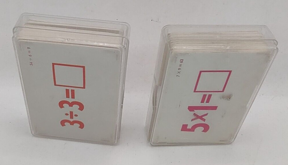Vtg Whitman Flash Cards Multiplication Division Complete Plastic Cases Lot of 2