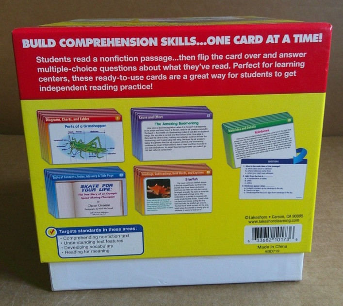 LAKESHORE Nonfiction Comprehension Quickie Cards with Box (100% complete)