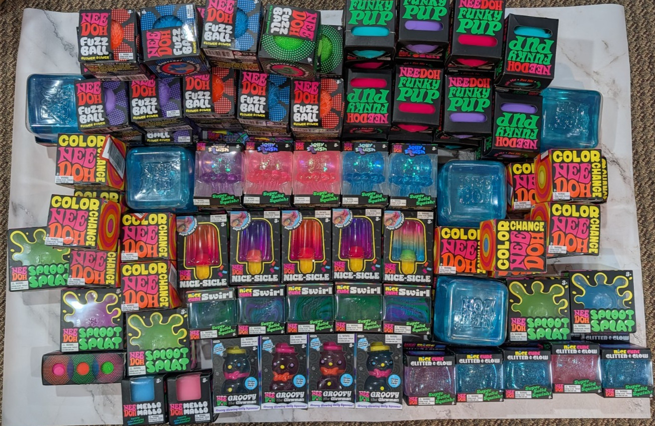 Needoh Lot of 100: Nice-Sicle, Nice Cubes, Groovy Glowman, Jelly Squish, MORE!!