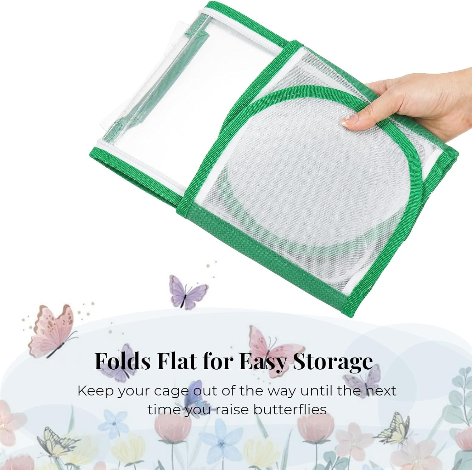 2 Pack Monarch Butterfly Habitat, 8″ Small Collapsible Insect Mesh Cage Terrariu
