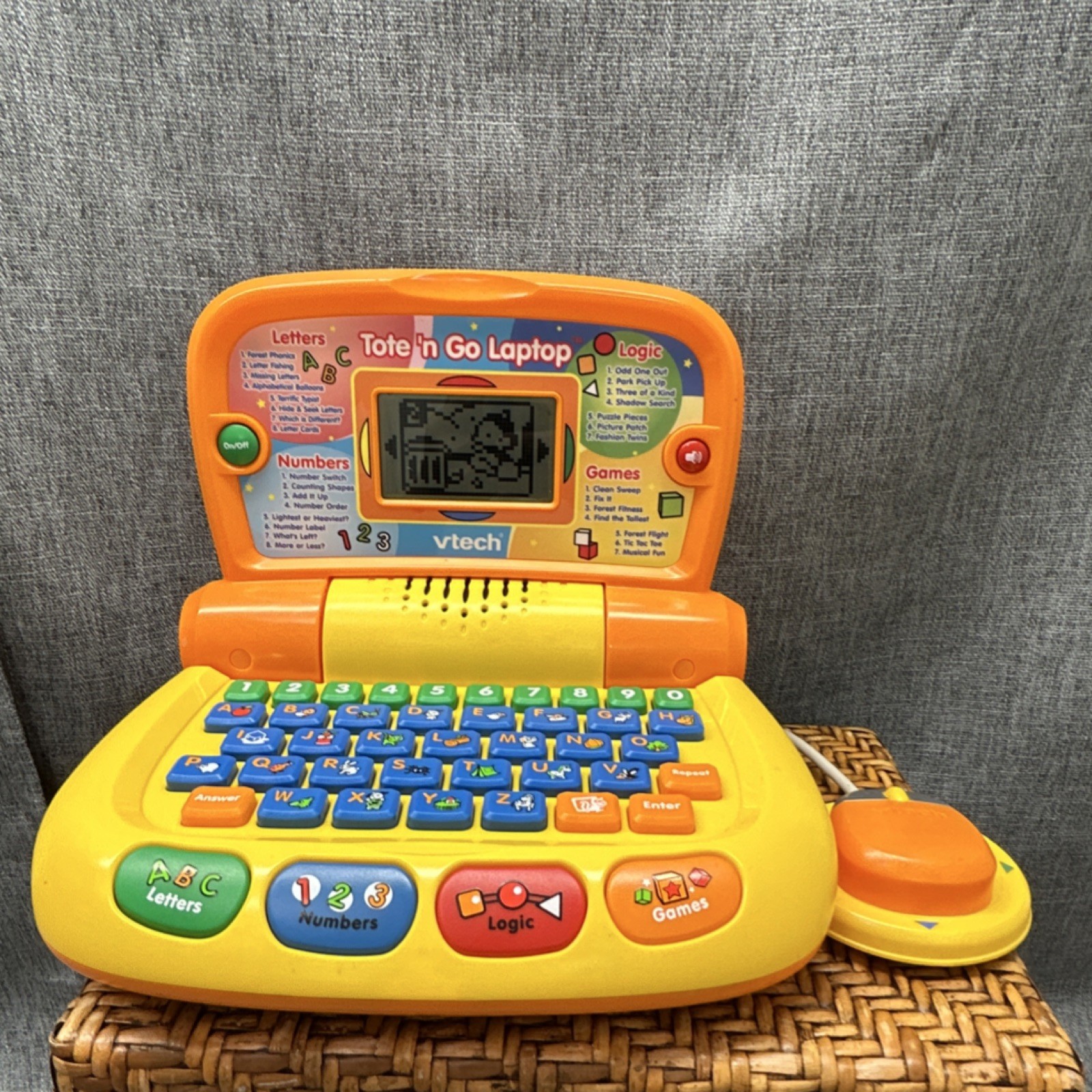 VTech Tote ‘n Go Laptop Electronic Learning Toy Orange Yellow 4-7 Years Tested