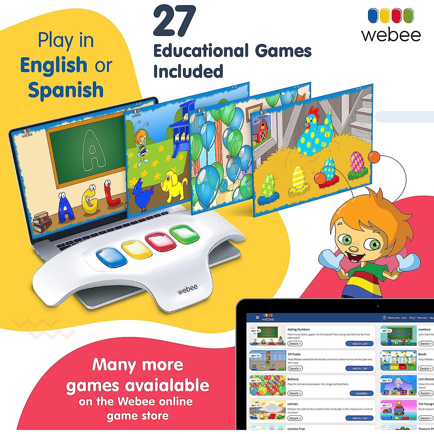 Webee Toddler and Children’s Learning Game Console For Ages 2-6