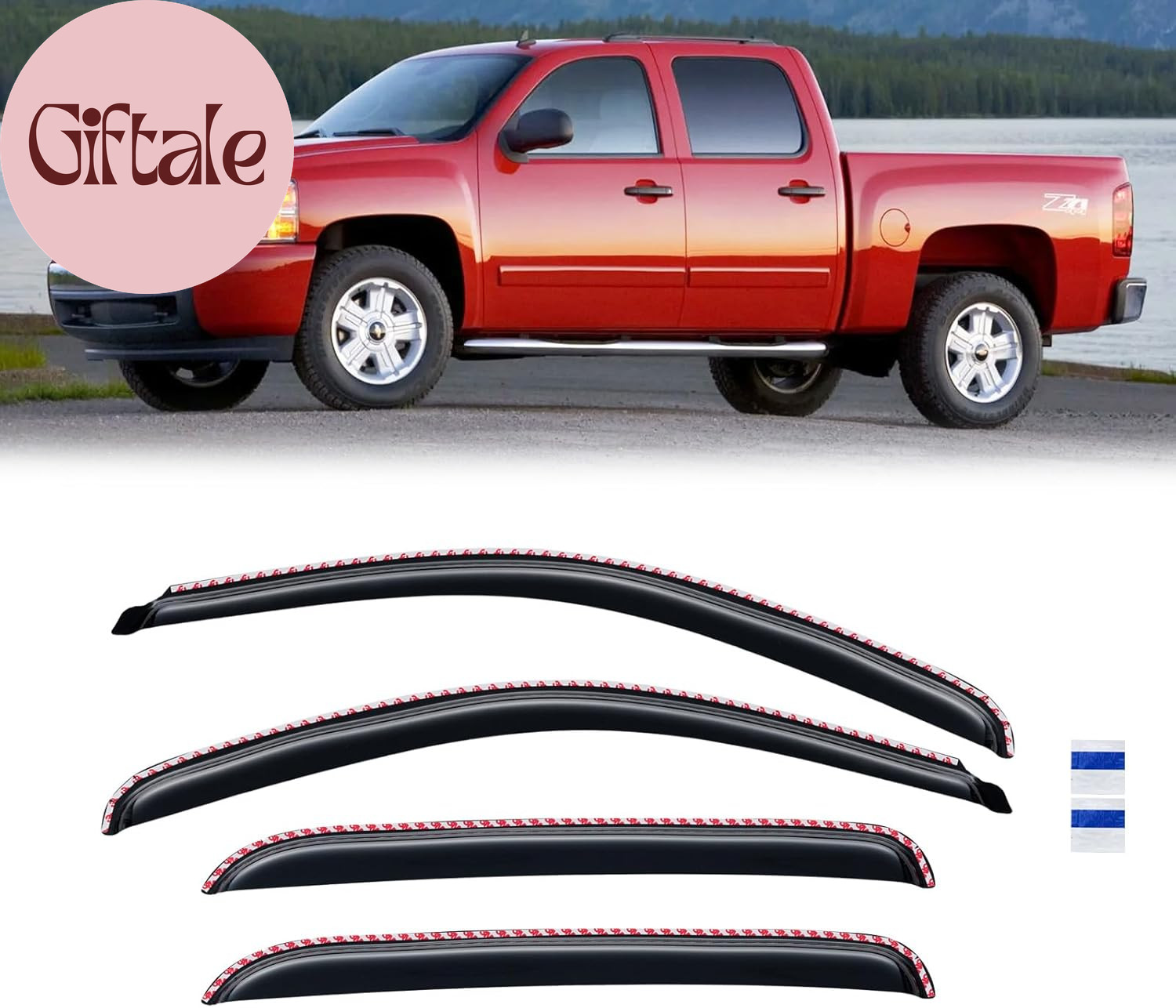 In-Channel Rain Guards for 2007-2013 Chevy Silverado 1500/ GMC Sierra 1500/ Aval
