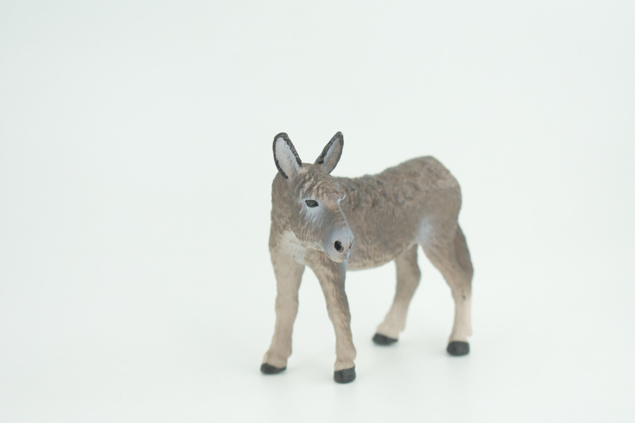 Donkey Toy Realistic Hand Painted Rubber Farm Model 4 Inches CH846 BB197