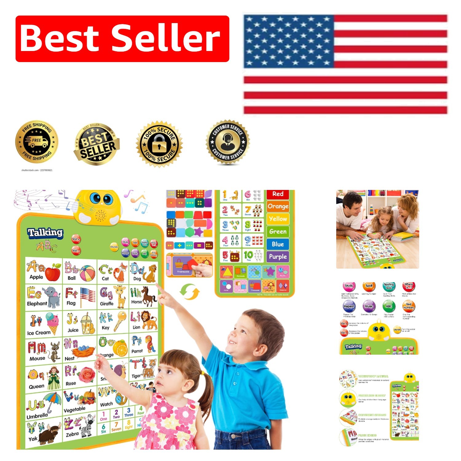 Interactive Electronic Alphabet Wall Chart for Toddler Learning – 24×16 inches
