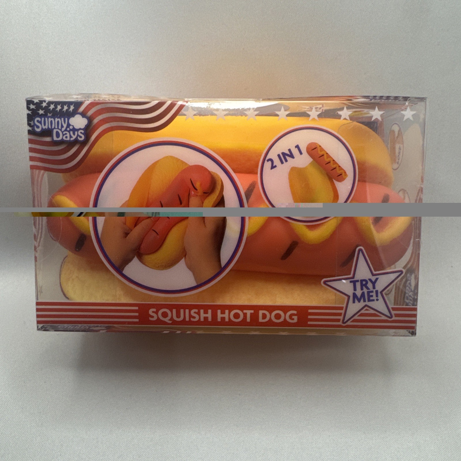 Sunny Days (Lot of 2) Squish Hot Dog 2 in 1 Squeeze Toy and Squeezy Carrot